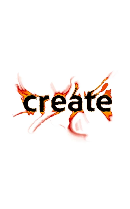Visuel graphique du mot Create en flammes, réalisé par Anthony Carrel Visuel graphique du mot Create en flammes, réalisé par Anthony Carrel