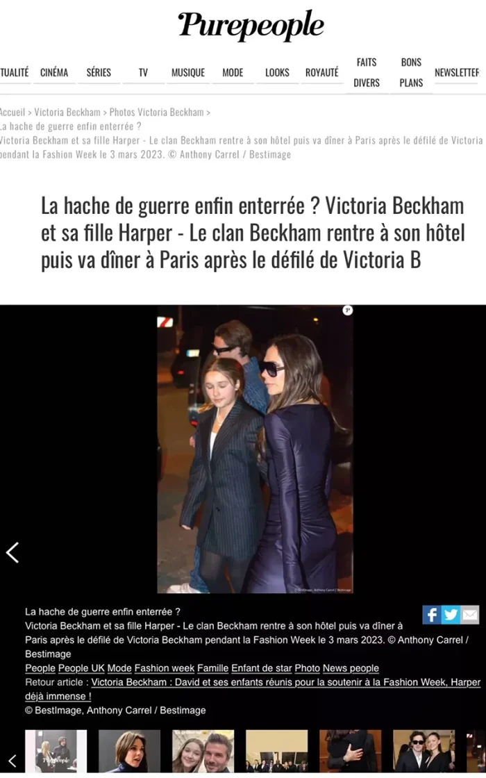 Purepeople Fashionweek Beckham Family